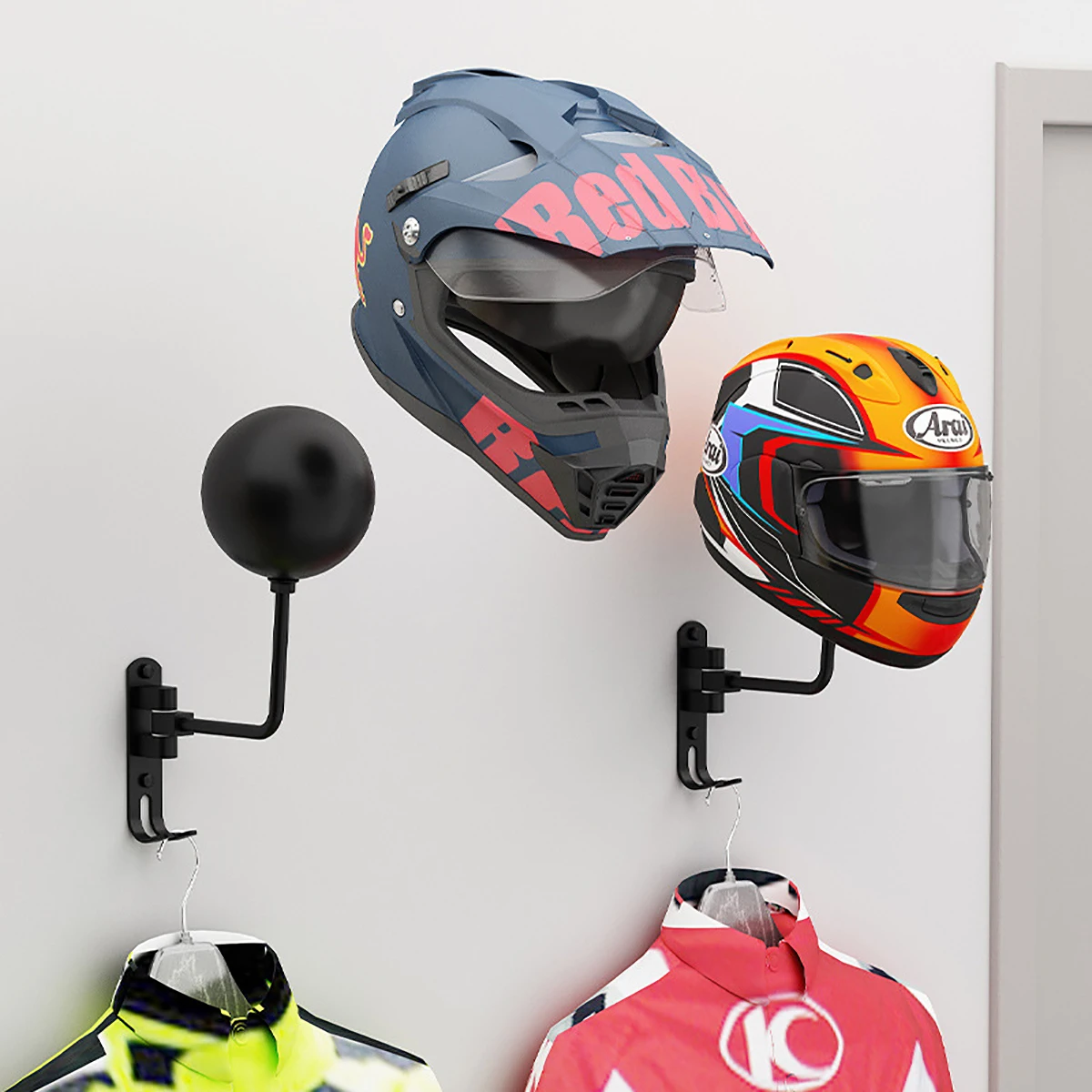 Cycling Gear Wall Hanger - 벽걸이형 금속 오토바이 헬멧 랙 -