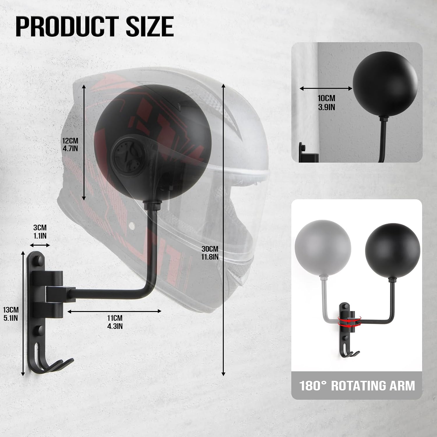 180 °   회전식 벽걸이형 오토바이 헬멧 홀더 (자 - Cycling Gear Wall Hanger 리뷰 및 가격