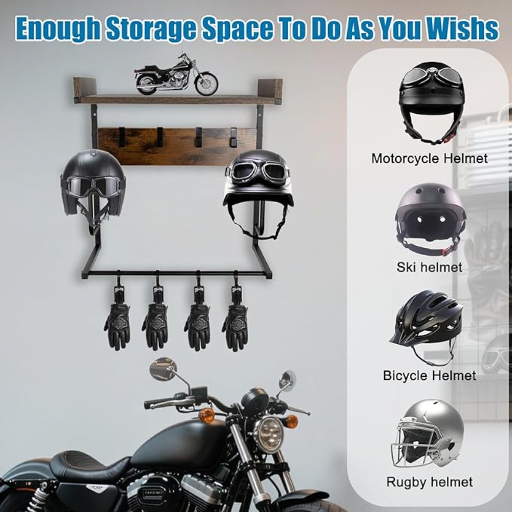 오토바이 헬멧 홀더 (4개의 글러브 칩 및 4개의 후크 - Cycling Gear Wall Hanger 리뷰 및 가격