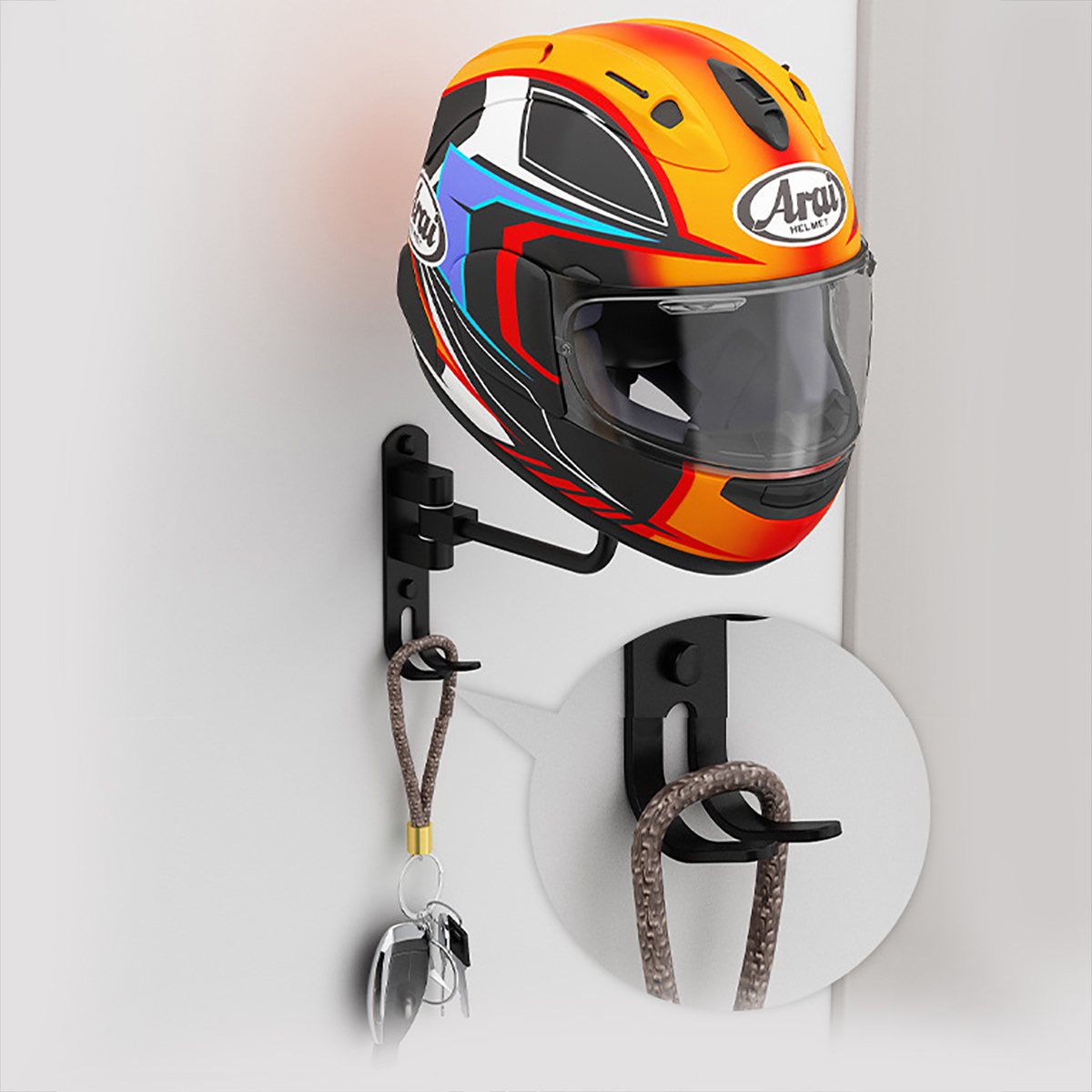 벽걸이형 금속 오토바이 헬멧 랙 - 180도 조절 가능 - Cycling Gear Wall Hanger 리뷰 및 가격