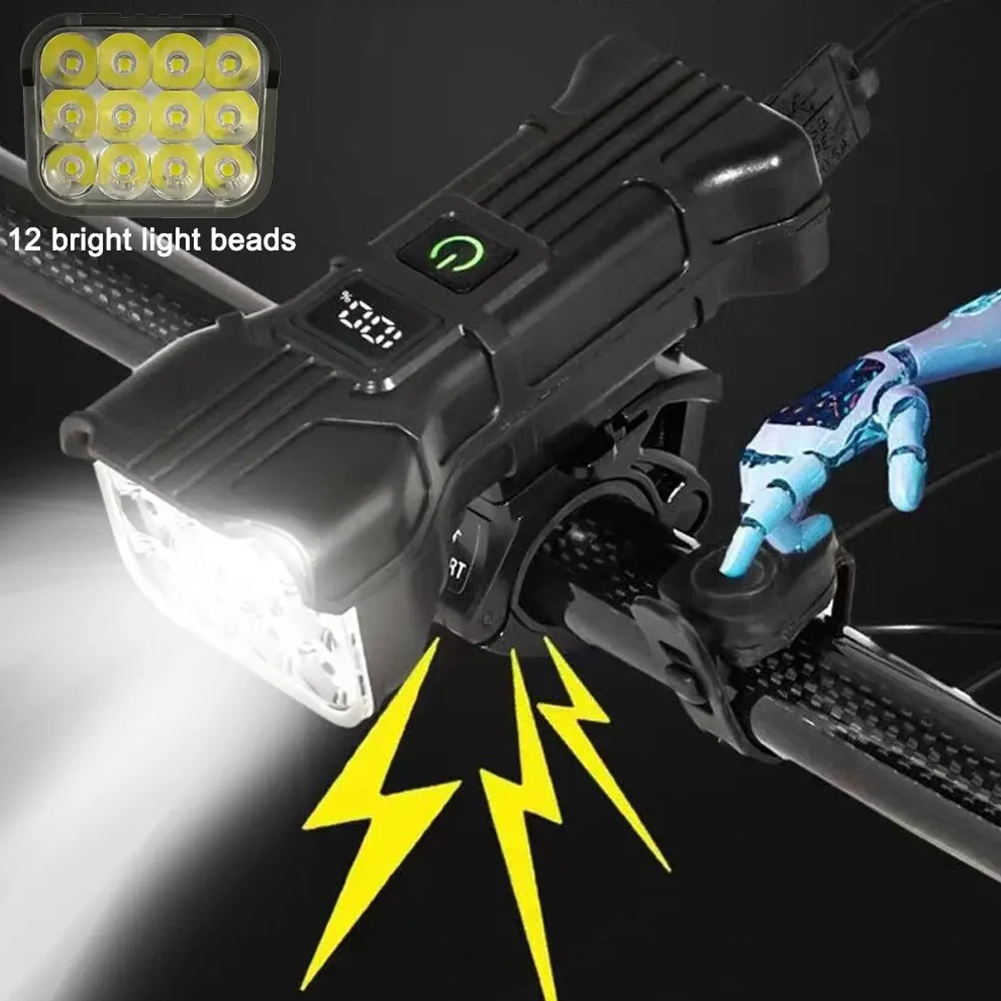 12 LED 자전거 전면 조명 경적이있는 충전식 자전거 - Bike Bell 리뷰 및 가격