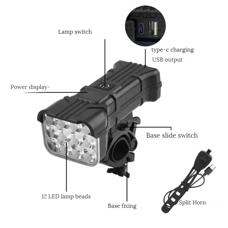 경적 내장형 자전거 헤드라이트 12 LED 자전거 전조 - Bike Bell 리뷰 및 가격